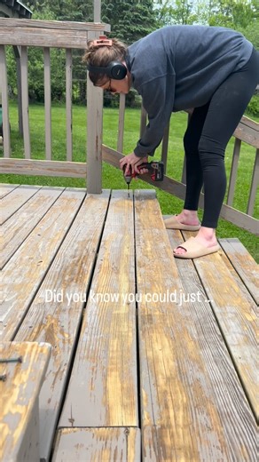 Caitlin | DIY & Woodworking on Instagram: "You can flip your deck boards over... none of these boards were rotted and now ready for stain NOT paint #diy #tipsandtricks #deck #decking"