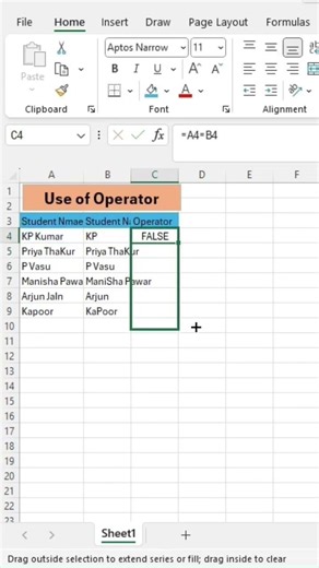 Use of operator in Excel #excel
