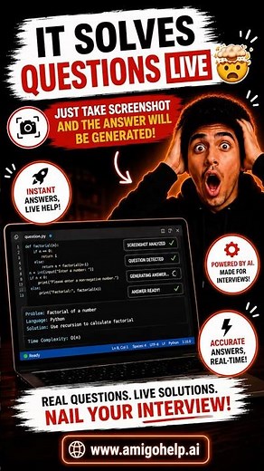 Crack Coding Interviews | Coding support | Amigo Co-pilot - AI Assistant for Coding Interviews