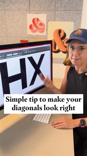 Quick tip for perfect-looking diagonals! It’s all about angles and subtle optical tweaks. Here's a simple trick that instantly evens out your diagonals, making your lettering and typography feel cleaner and more balanced. Comment FIX and I'll send you 5 more lettering tips to improve your lettering skills! | Martina Flor