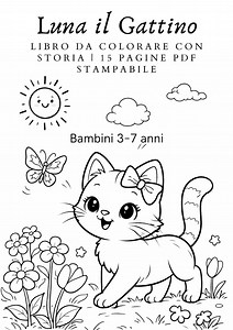 Luna le chaton – Livre de coloriage | 15 pages à imprimer (PDF) | Activité créative pour enfants | Téléchargement instantané - Etsy France