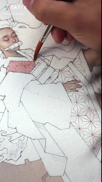 Creating Demon Slayer Fanart: Watercolor Painting Part 1