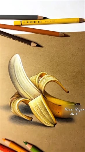 1K views · 58 reactions | 3D realistic BANANA  drawing tutorial... #goviral #famous_support #banana #art #drawing✏ #draw #explore | Riaz Riyan | Facebook