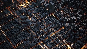 Model of a futuristic metropolis. Computer animation of a futuristic city. Concept of modern New York. 3d animation