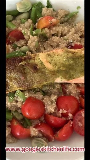 Salmon, Pesto, Quinoa Salad full video on ‪@GoogiesKitchen‬. Please like, share & subscribe TODAY