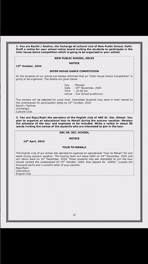 Notice writing class 12 | Noticeformat class 12