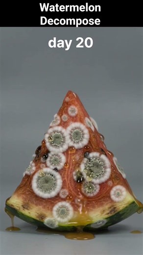 The life cycle of a watermelon slice. 🦠 It’s all until #timelapse #decomposition #watermelon #decay