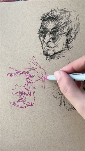 Improve portraits by practicing continuous line drawing #portraitdrawing #continuousline