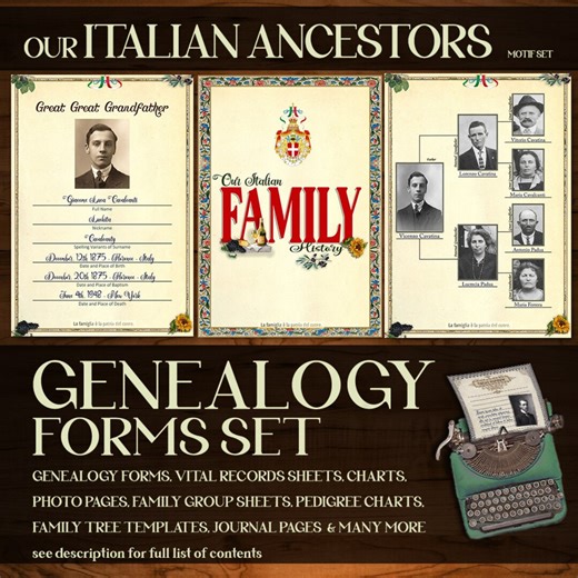 Italian Genealogy Forms: 160  Ancestry Charts, Family History (PDF) - Etsy
