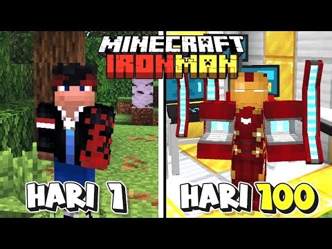 100 Hari Minecraft Jadi Iron Man Bedrock Edition / MCPE