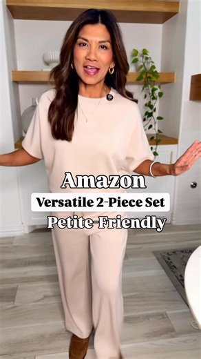 Elvie | Sharing Petite-Friendly Affordable Fashion | 50+ on Instagram: "This set will be in heavy rotation! To shop: Please like this post first then comment Shop and I’ll send the link directly to your messages or you can always shop by clicking the link in my bio>Shop LTK. Wearing small tts; shoes tts. Great for travel, lounge, work, everyday, school pick-up. Great tucked or untucked! 10/10! Outfit inspo, travel outfit, everyday outfit, fashion over 50, over 30, midlife women, petite style."