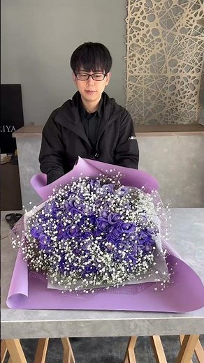 プロポーズに贈るパープルローズとかすみ草の花束 #花束 #プロポーズ #花屋 #花