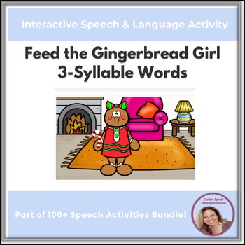 Gingerbread Candy Cane Game — Multisyllabic Word Practice (3-Syllable)