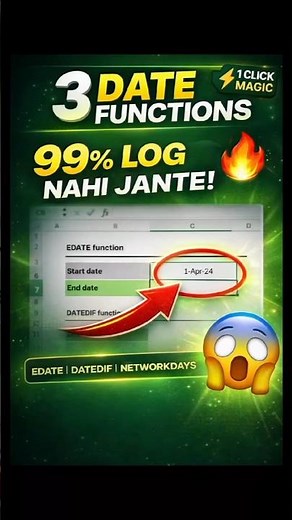 Excel Date Tricks That Save Hours ⏳ (EDATE, DATEDIF, NETWORKDAYS) 🔥🔥