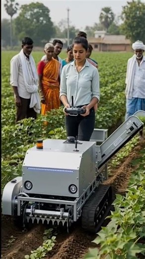 oung Woman Operates High-Tech Robot in the Field! 🤖👩‍🌾"#shorts #ytshorts #trending
