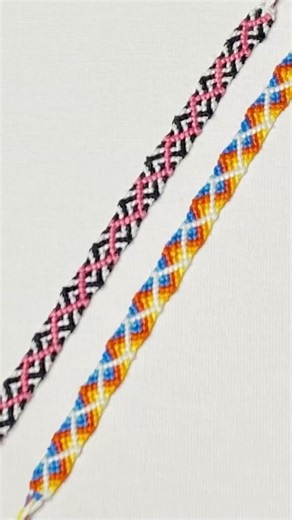 簡単ジグザグラインストライプミサンガの編み方：riendship bracelet tutorial for beginner #ミサンガ#friendshipbracelet#shorts