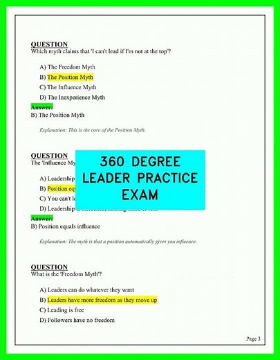 360 Degree Leader Practice Exam: Master Key Leadership Skills with Realistic Scenarios