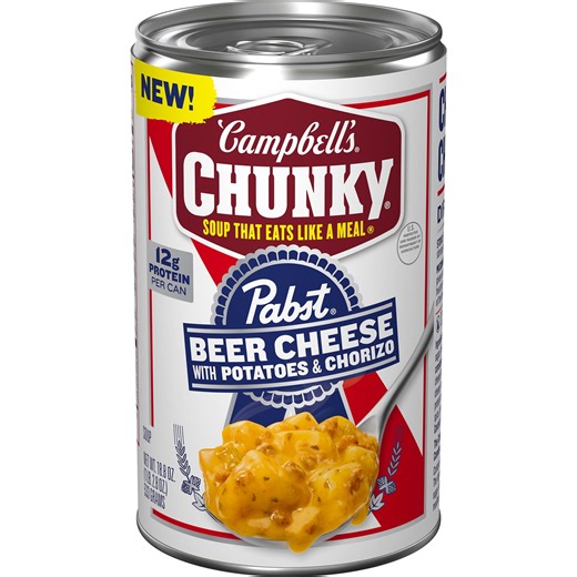 Campbell’s Chunky x Pabst Blue Ribbon Beer Cheese with Potatoes and Chorizo Soup, 18.8 oz Can - Walmart.com