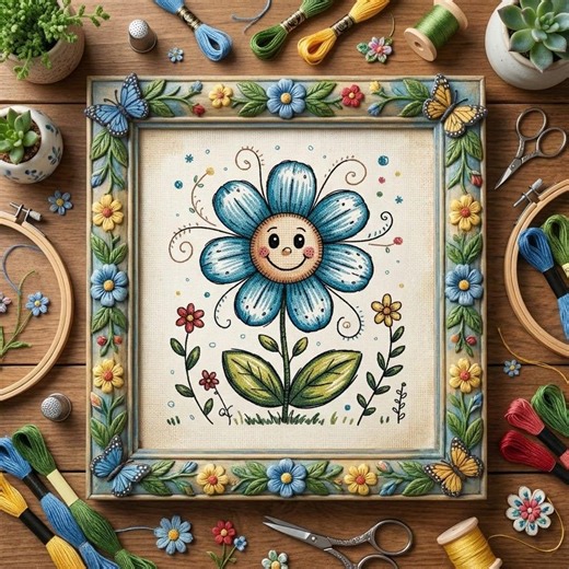 Blue Daisy Cross Stitch Pattern – Floral Embroidery (PDF Pattern) - Etsy