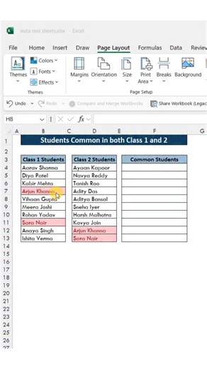 Basic to Advance Excel on Instagram: "Find Common Values Between Two Lists in Excel #ExcelTips #ExcelFormula #DataComparison #LearnExcel #ExcelTutorial"