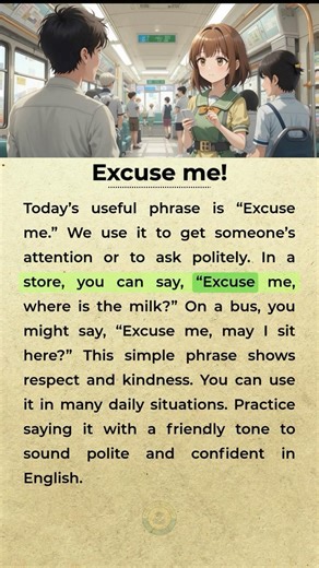 Excuse Me - The Polite English Phrase You Must Know #Learnenglish #Englishpractice #englishtips
