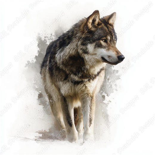 Clipart loup aquarelle, illustration animal réaliste (lot JPG) - Etsy France