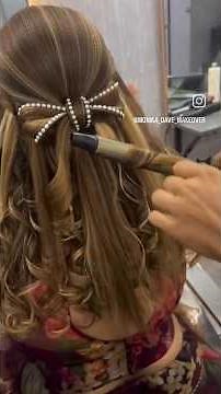 👑✨ Stylish Open Curls Hairstyle With Bow Decoration by #MonikaDaveMakeover