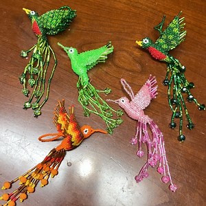 QUETZAL Bird or Hummingbird beaded charm Artisan made 5 inch long Guatemala