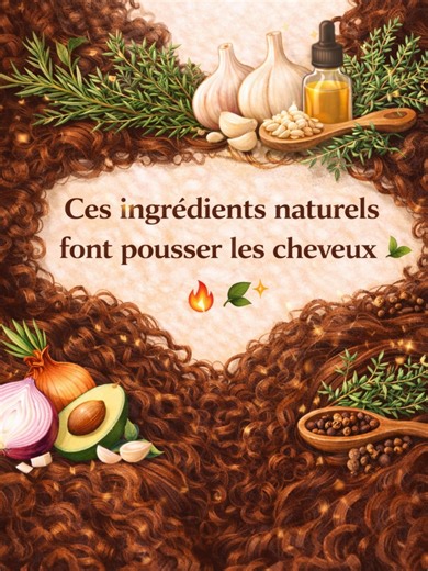 Ces ingrédients naturels font pousser les cheveux Oignon, ail, romarin, thym, clou de girofle… 🌿 Ces ingrédients naturels stimulent la pousse, freinent la chute et renforcent les cheveux. ✨ Simples, efficaces, naturels. Pas besoin de produits compliqués. 💾 Sauvegarde ❤️ Like ➕ Abonne-toi pour plus de soins capillaires naturels #soincheveux #routinecapillaire #poussecheveux #soincapillaire #soincapillairecheveux