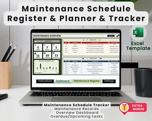 Maintenance Schedule Register Excel Template: Maintenance Planner, Maintenance Tracker, Maintenance Cost. Bonus Calibration Register - Etsy