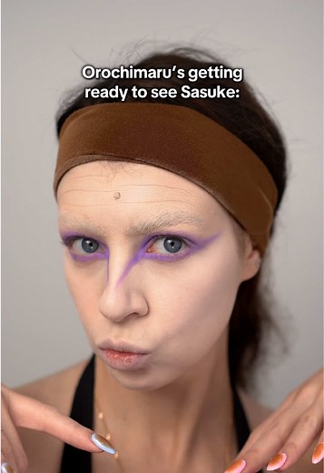 Full glam grwm😂💜 #narutomakeup #orochimarucosplay #orochimarumakeup #narutomeme
