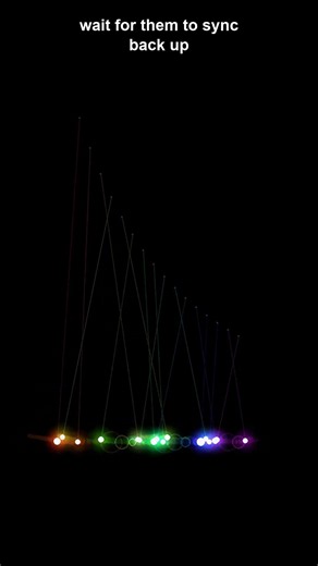 16 pendulums. different speeds. one perfect moment.