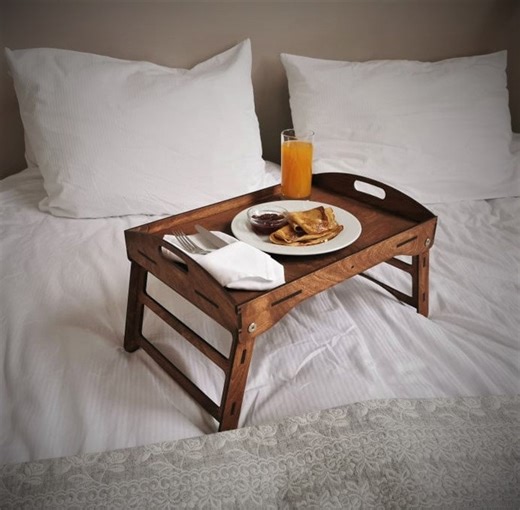 Wooden Breakfast Tray With Folding Legs: Bed Desk With Walnut Finish - Etsy