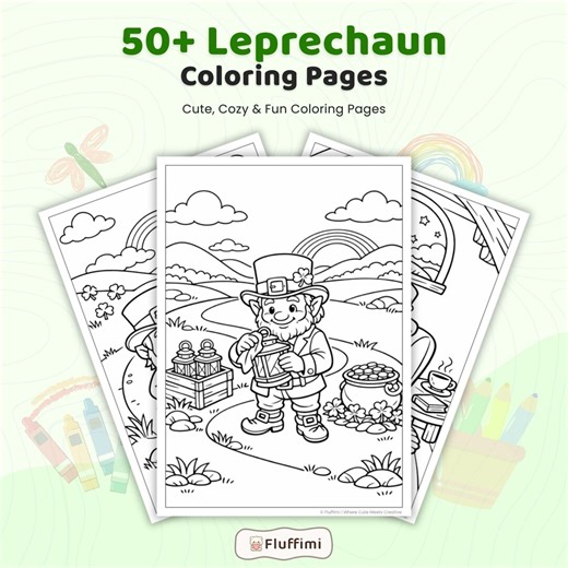 50  Leprechaun Coloring Pages, Lucky St Patricks Day Sheets, Leprechaun Gold, Lucky Charm Hat, Printable Leprechaun Coloring Pages PDF - Etsy