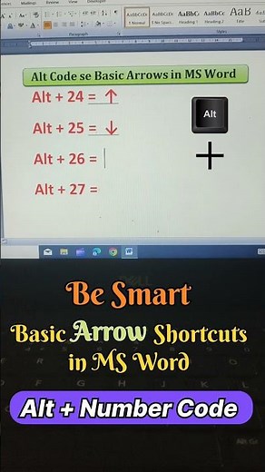 Alt Codes for Arrow Symbols | Up Down Left Right Arrow Shortcut Keys #mswordshortcutkeys #computer