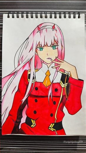 Zero Two drawing 🩷 #zerotwo #shorts #anime #drawing