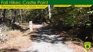 Have you hiked to the Castle Ruins in Ramapo Mountain State Forest? FALL HIKES: Week 4 - Castle Point in Ramapo Mountain State Forest To hike to the Castle Ruins we took the the Macevoy Trail to the Castle Point Trail. The Macevoy Trail is blue and blazed with a painted blaze rectangle and the Castle Point Trail is White and is blazed with a painted blaze rectangle. These trails are ranked as difficult due to the uneven rocky ground and some steep ascents. These two trails combined made this a 3