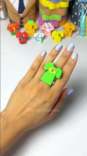 DIY Brazil Green Jersey Ring with Clay! 🇧🇷⚽ #Shorts #superclay