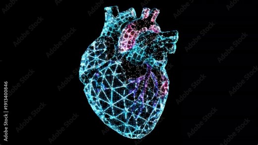 Abstract human heart motion graphics, 2 in 1 ( heartbeat animation on black and transparent backgrounds), Seamless Loop, 4K resolution. Codec ProRes 4444 with alpha channel. Not AI Generated