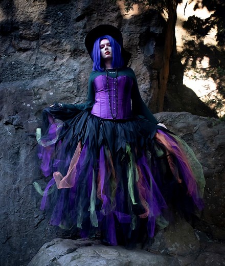 Witch Tulle Skirt Floor Length Adult Tutu Streamer Halloween Costume Cosplay Formal Bridal Wedding -all Sizes Xs-plus - Sisters of the Moon - Etsy