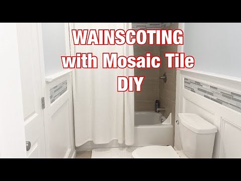 How to install wainscoting with mosaic tile accent strip DIY