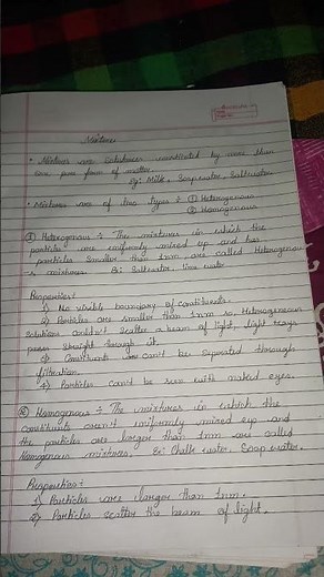 Topic - Mixture class 9 chemistry chapter 2 notes subscribe to get the other notes #cbse #study