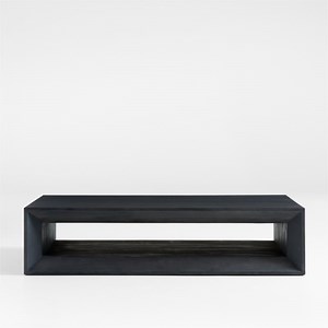 Vernon Ebonized Pine Wood 68" Rectangular Coffee Table with Shelf   Reviews | Crate & Barrel