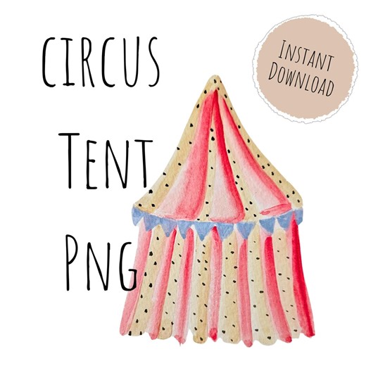 Hand-painted Circus Tent Clipart | Big Top Graphic (PNG/JPEG) - Etsy
