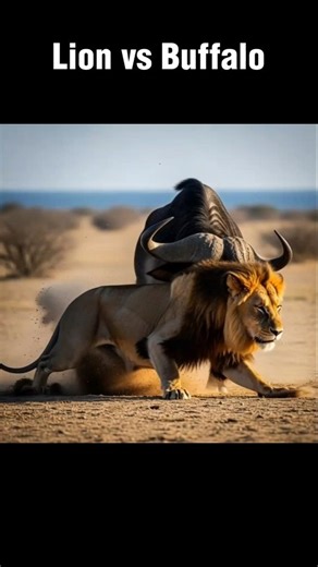 Can a Lion Survive This Brutal Cow Attack#lion#cow#animalattack#animalbattle#shorts#youtubeshorts