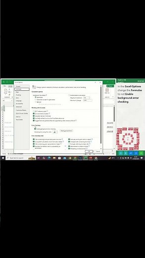Excel Error Checking Annoying You? Turn OFF Background Error Checking FAST! ⚡ #excel #excelshorts