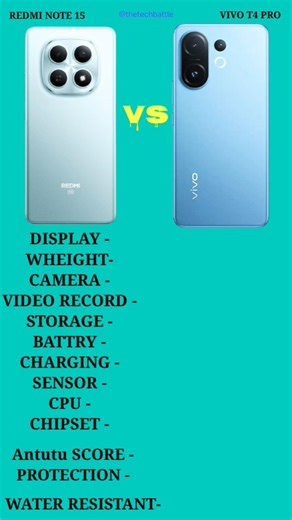 Redmi Note 15 Vs Vivo t4 Pro #redmi #redminote15 #vivo #vivot4pro