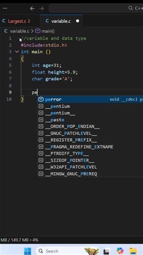 Variable and Data Type in C language#coding#code #beginners #programming #shortsfeed #shors #viral