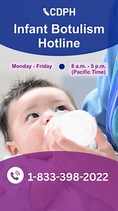 📣📞 New Hotline Hours Alert! The Infant Botulism Treatment and Prevention Program hotline is now available Monday through Friday, 8 a.m. to 5 p.m. Pacific Time. For expert support, call during business hours. We're here to help! #InfantHealth #BotulismAwareness #WeArePublicHealth | California Department of Public Health