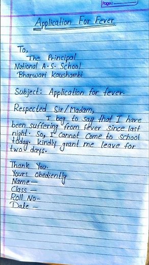 How to Write Fever Leave Application in English | Sick Leave Application Format & Example